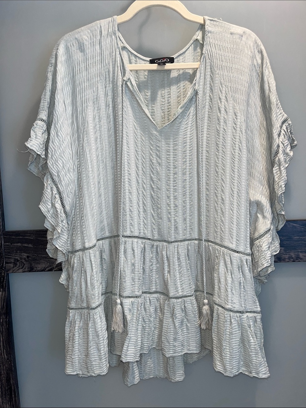 Gigio V-Neck Ruffle Tiered Blouse